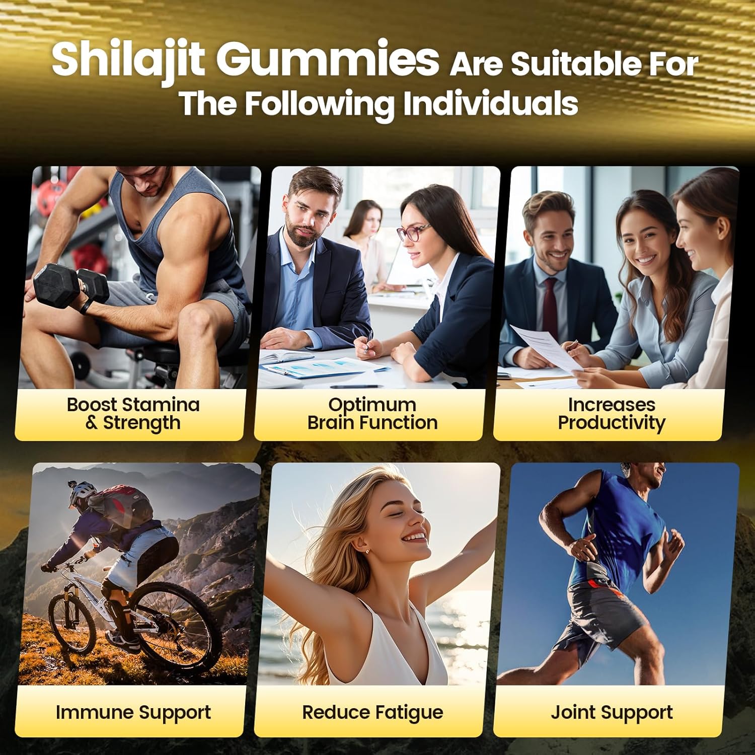 60 Gummies Énergétiques Shilajit de l'Himalaya Naturel