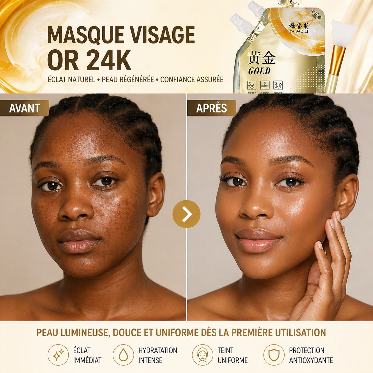 Masque Gold Anti-Âge – Résultats Visibles en 7 Jours