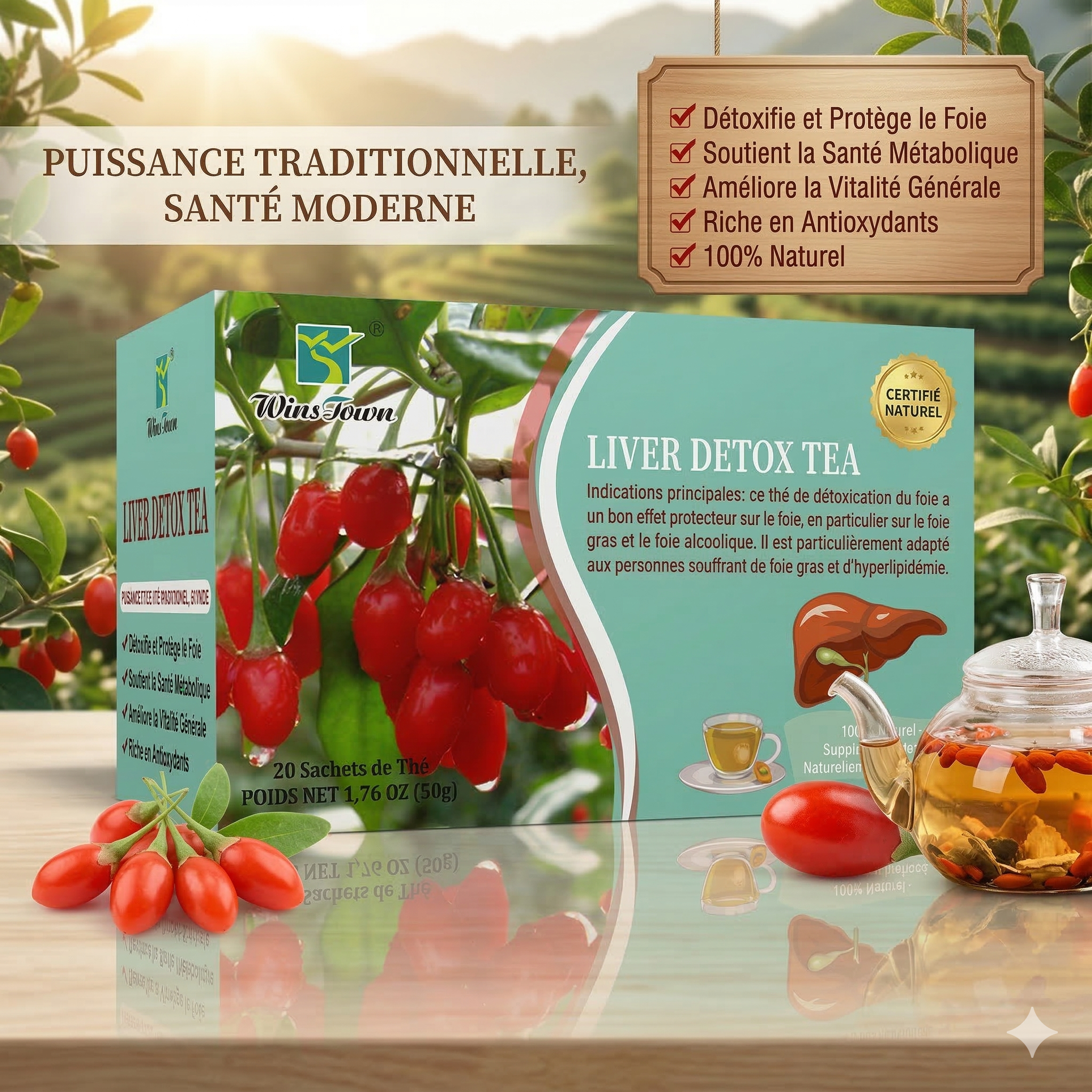 Pack ( 2 Boites de 20 sachets ) Thé Détox du Foie – Nettoyage Naturel du Foie